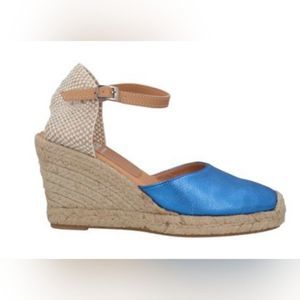 NWOB Kanna blue suede leather espadrilles Wedge Sandals blue size 10